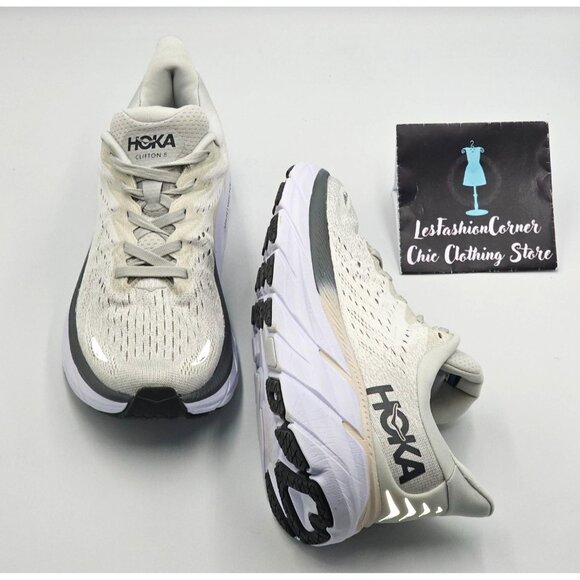 Hoka One One Men's Gray White Mesh Clifton 8 Running Shoes Size 7D 2841 - Picture 12 of 16